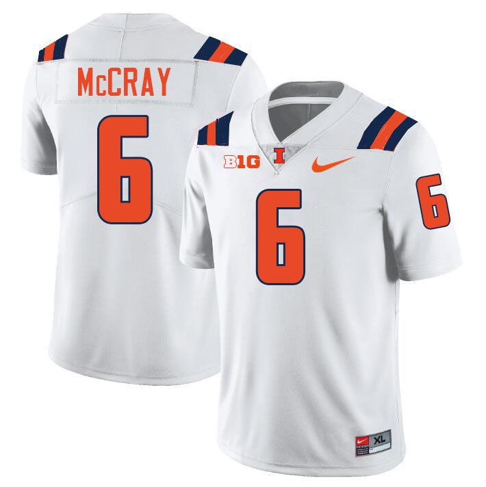 #6 Josh McCray Illinois Fighting Illini Football Jersey,Uniforms-White